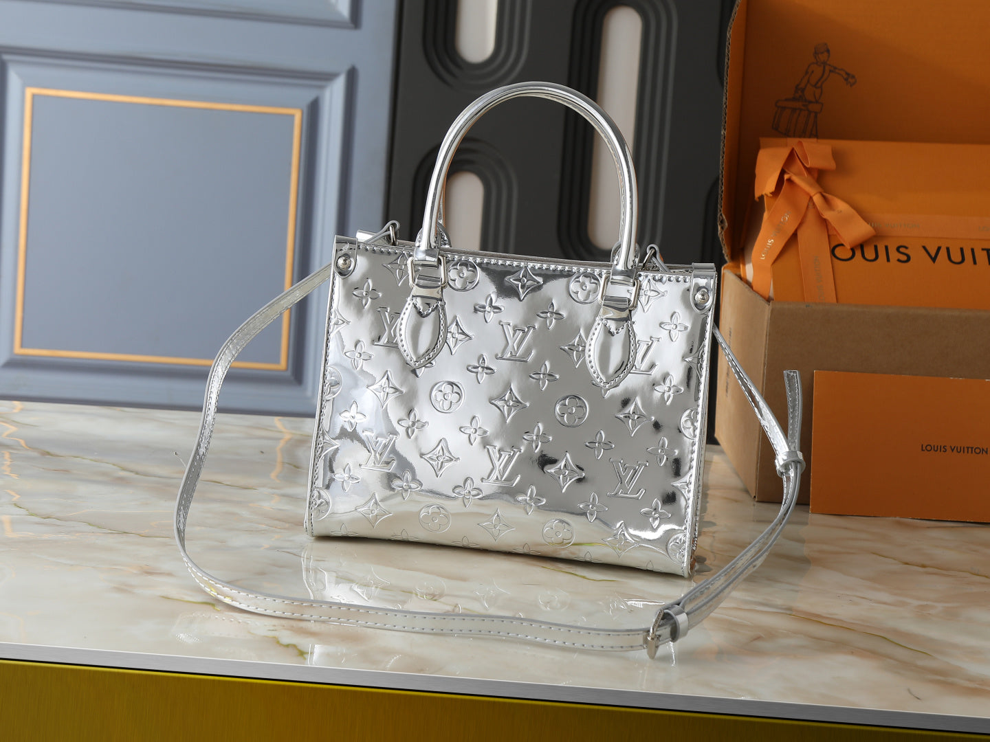 Metallic Mirror Tote Handbag