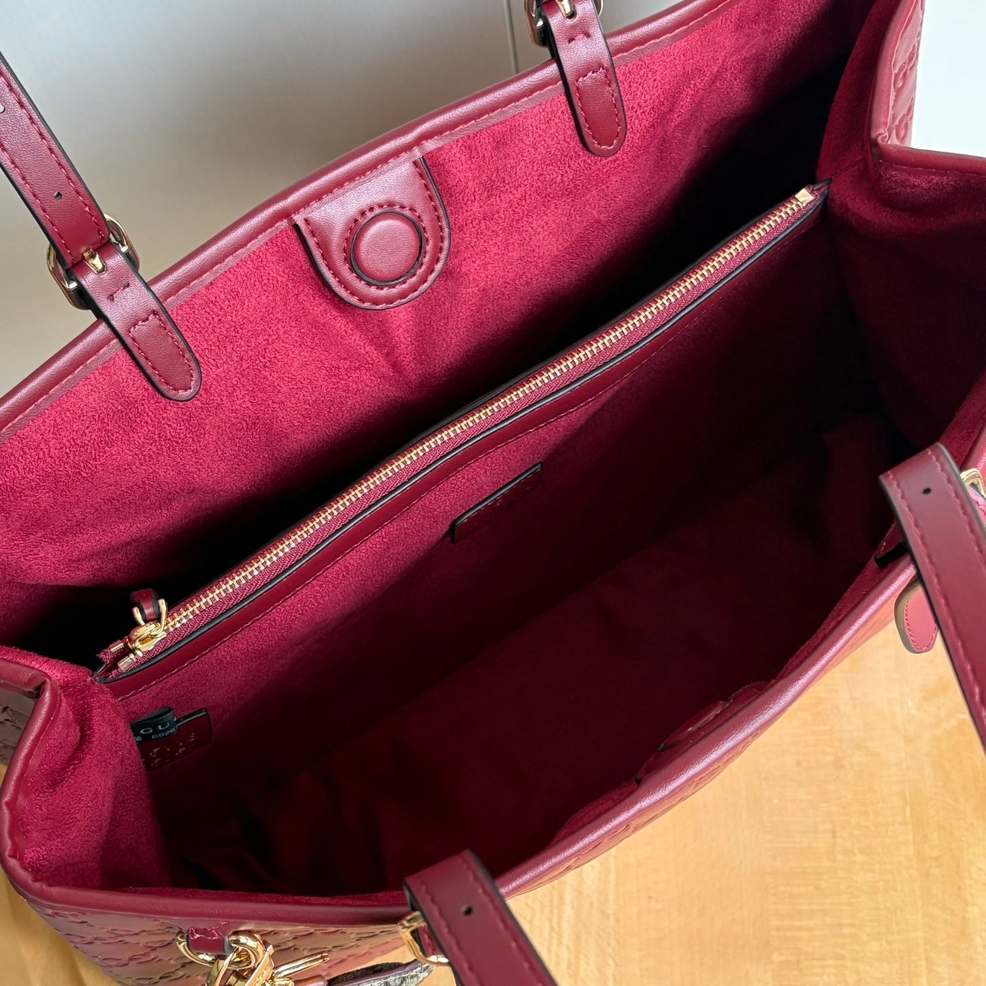 GG Calfskin Embossed Calfskin Large Tote Bag Rose