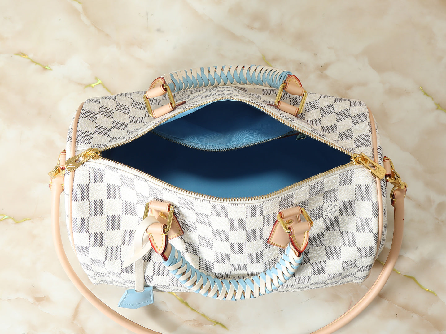 Checkered Canvas Top Handle Satchel