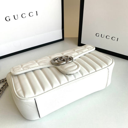 GG Marmont Flap Crossbody White Bag