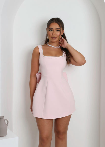 Admire You Structured Bow Mini Dress - Pink