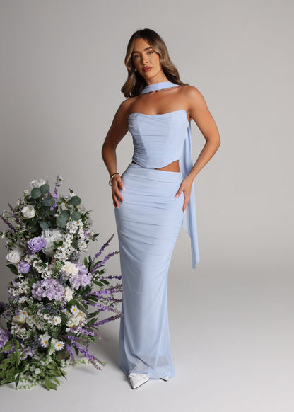 Finding My Power Two Piece with Neck Scarf - Blue