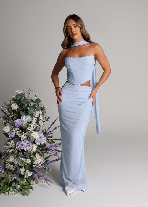 Finding My Power Two Piece with Neck Scarf - Blue