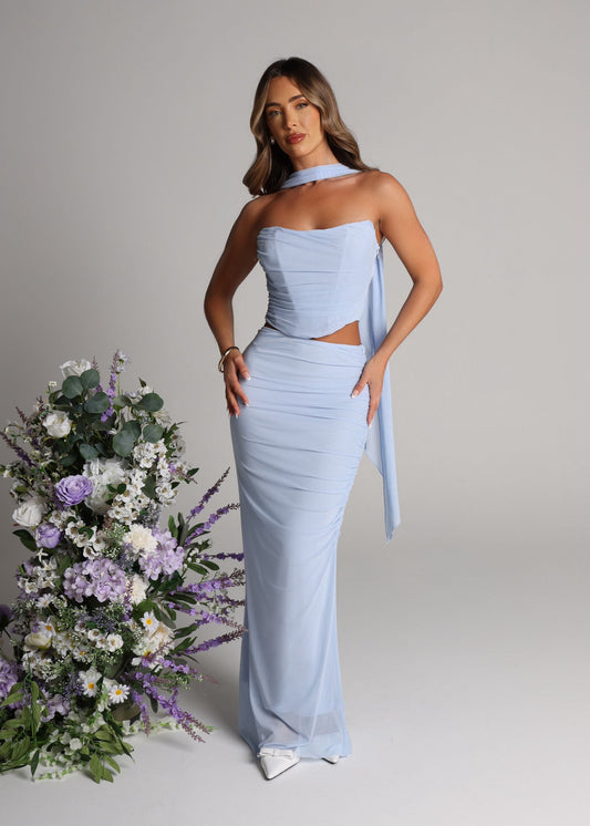 Finding My Power Two Piece with Neck Scarf - Blue