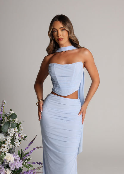 Finding My Power Two Piece with Neck Scarf - Blue
