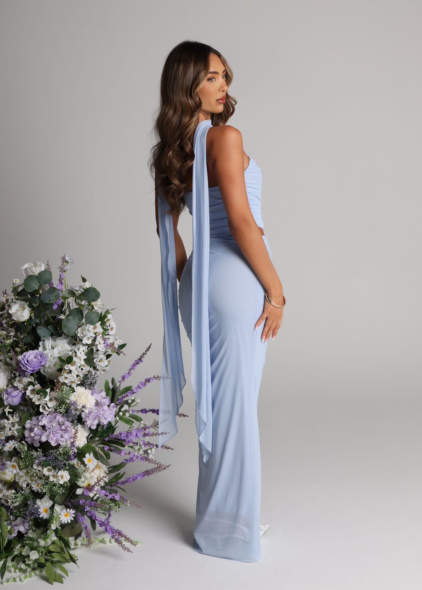 Finding My Power Two Piece with Neck Scarf - Blue