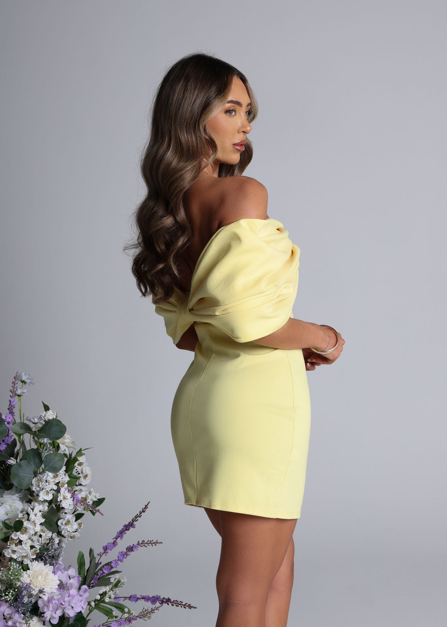 Girl Talk Bow Bandeau Mini Dress - Yellow