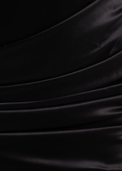 Hold The Moment Cowl Satin Mini Dress - Black