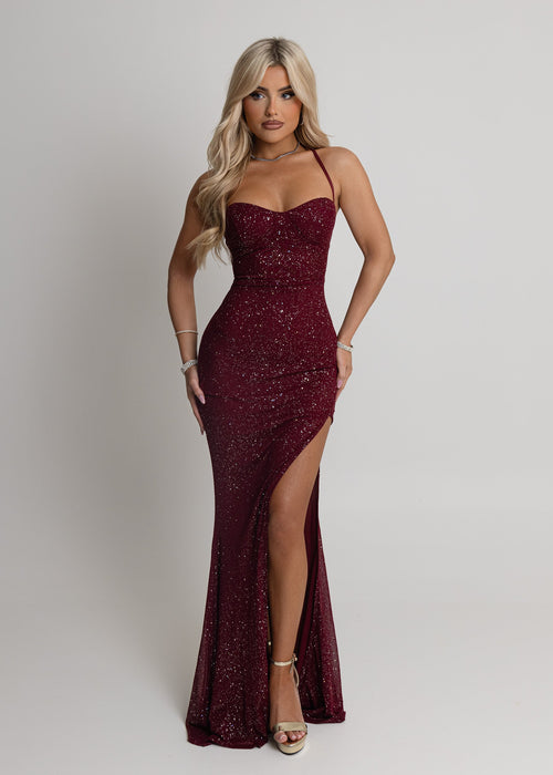 In The Spotlight Maxi Dress - Burgundy