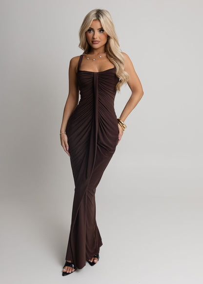 Indulgent Dreams Maxi Dress - Brown