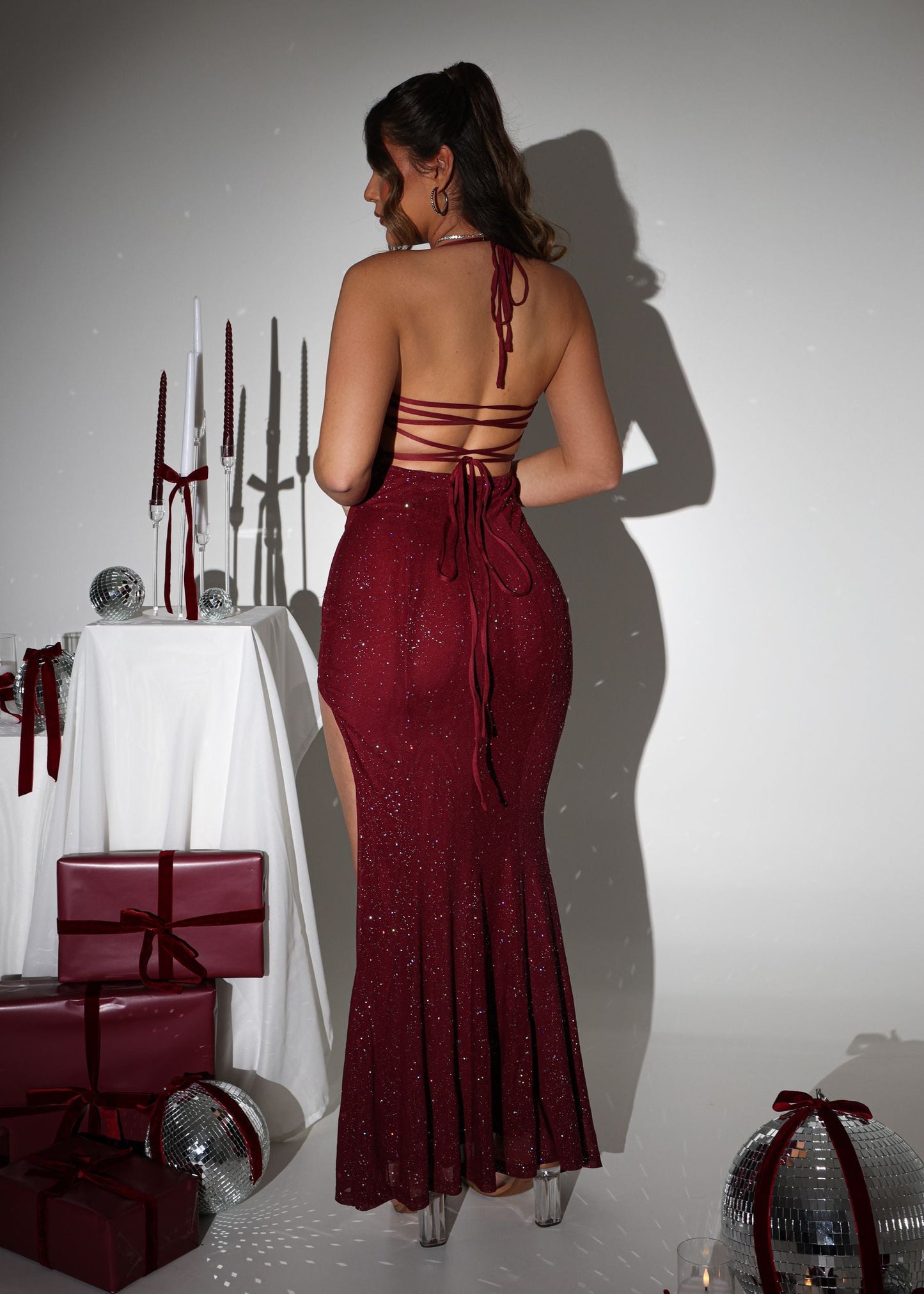 In The Spotlight Maxi Dress - Burgundy