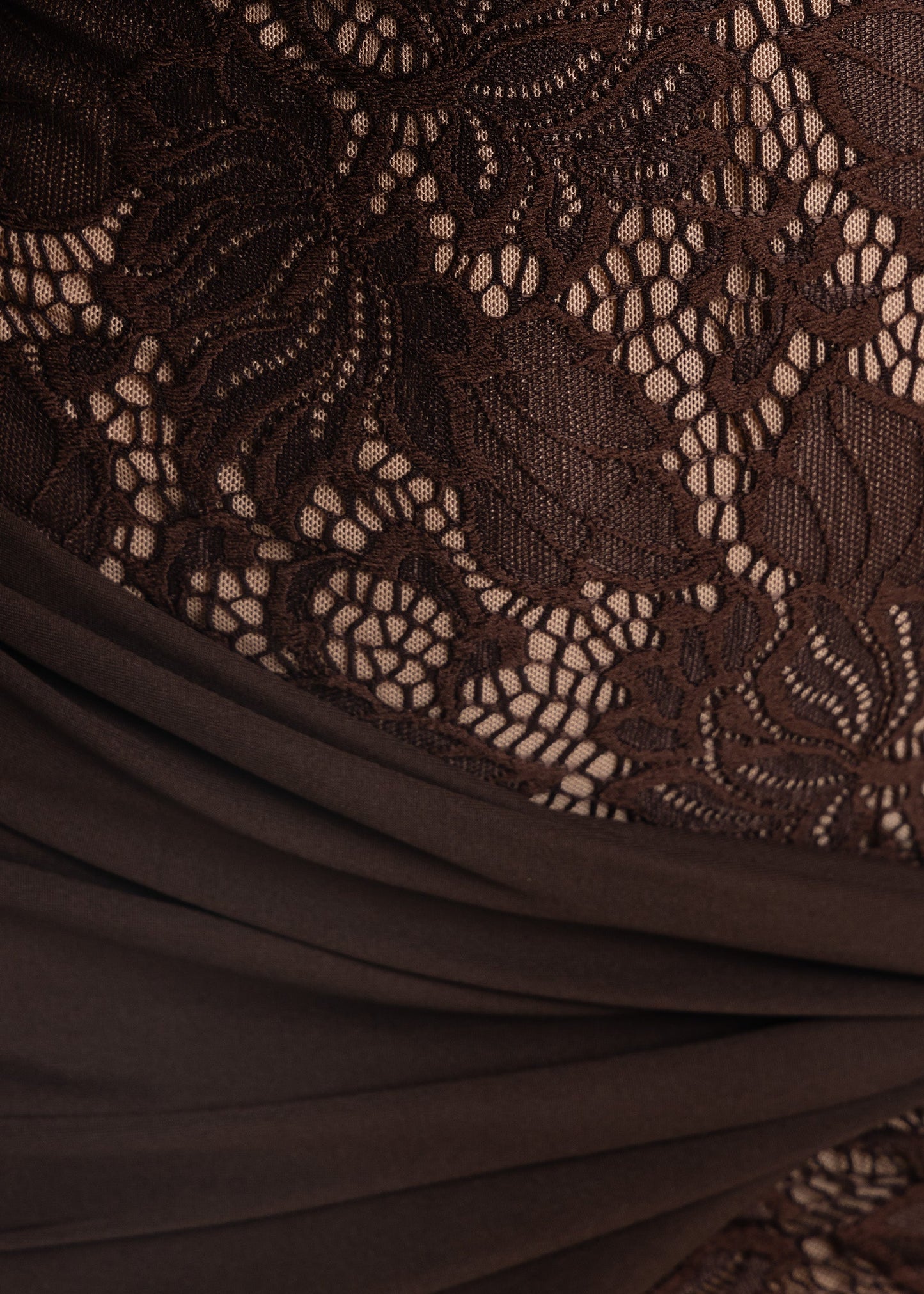 Lost Files Wrap Lace Mini Dress - Brown