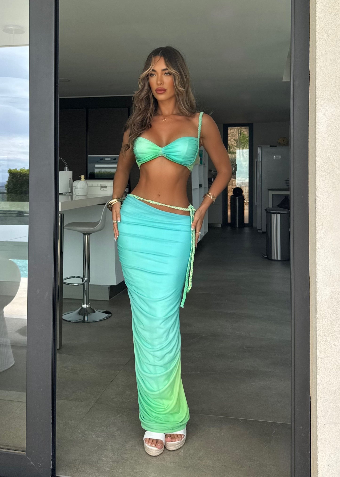 Taking The Lead Braided Two Piece - Blue Print
