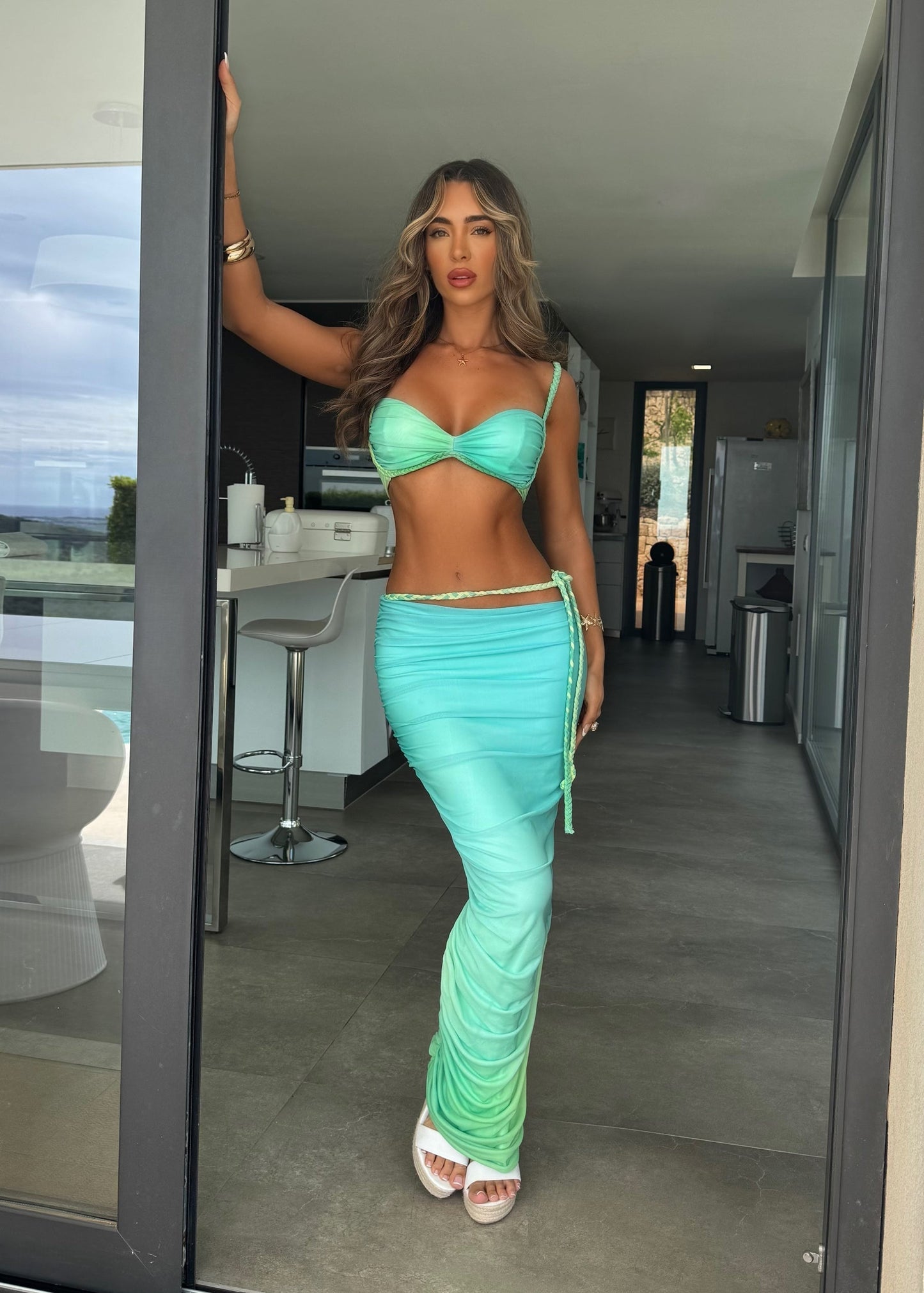 Taking The Lead Braided Two Piece - Blue Print