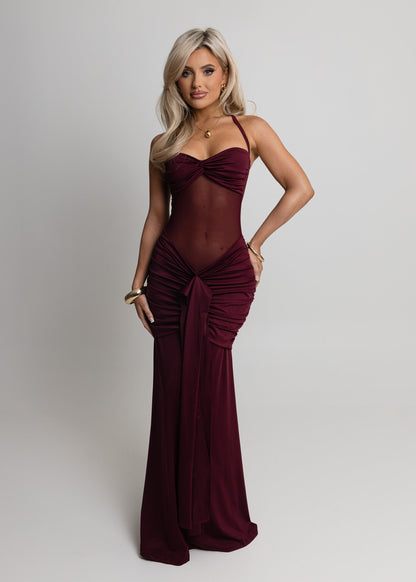 Timeless Passion Maxi Dress - Wine