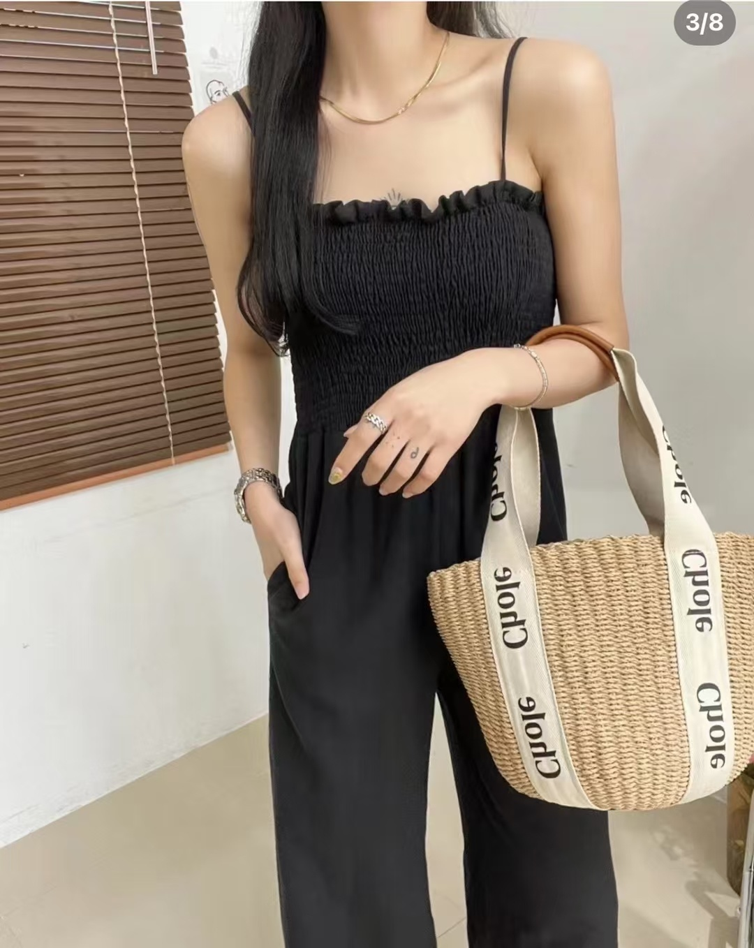 Premium Woven Straw Tote Bag with Logo Straps