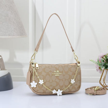 Mini Shoulder Bag with Floral Chain Charm