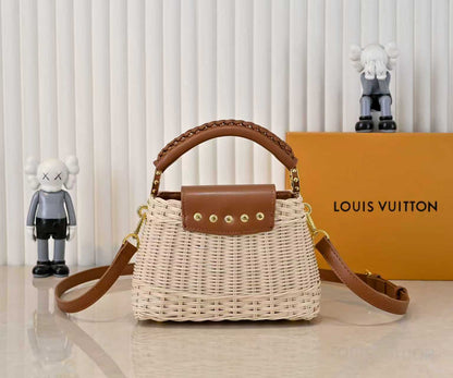 Rattan Calfskin Capucines Handbag
