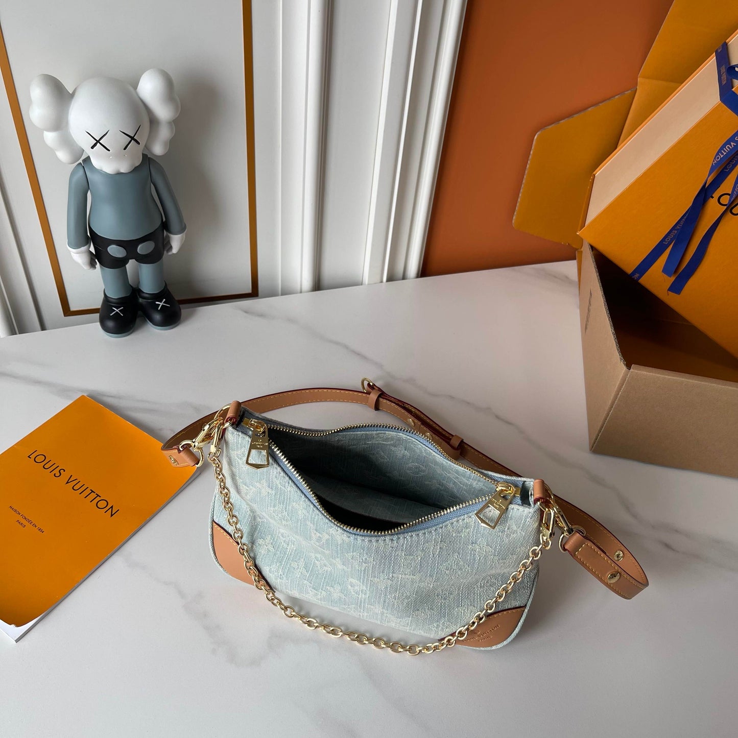 Denim Monogram Chain Shoulder Bag