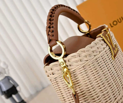 Rattan Calfskin Capucines Handbag