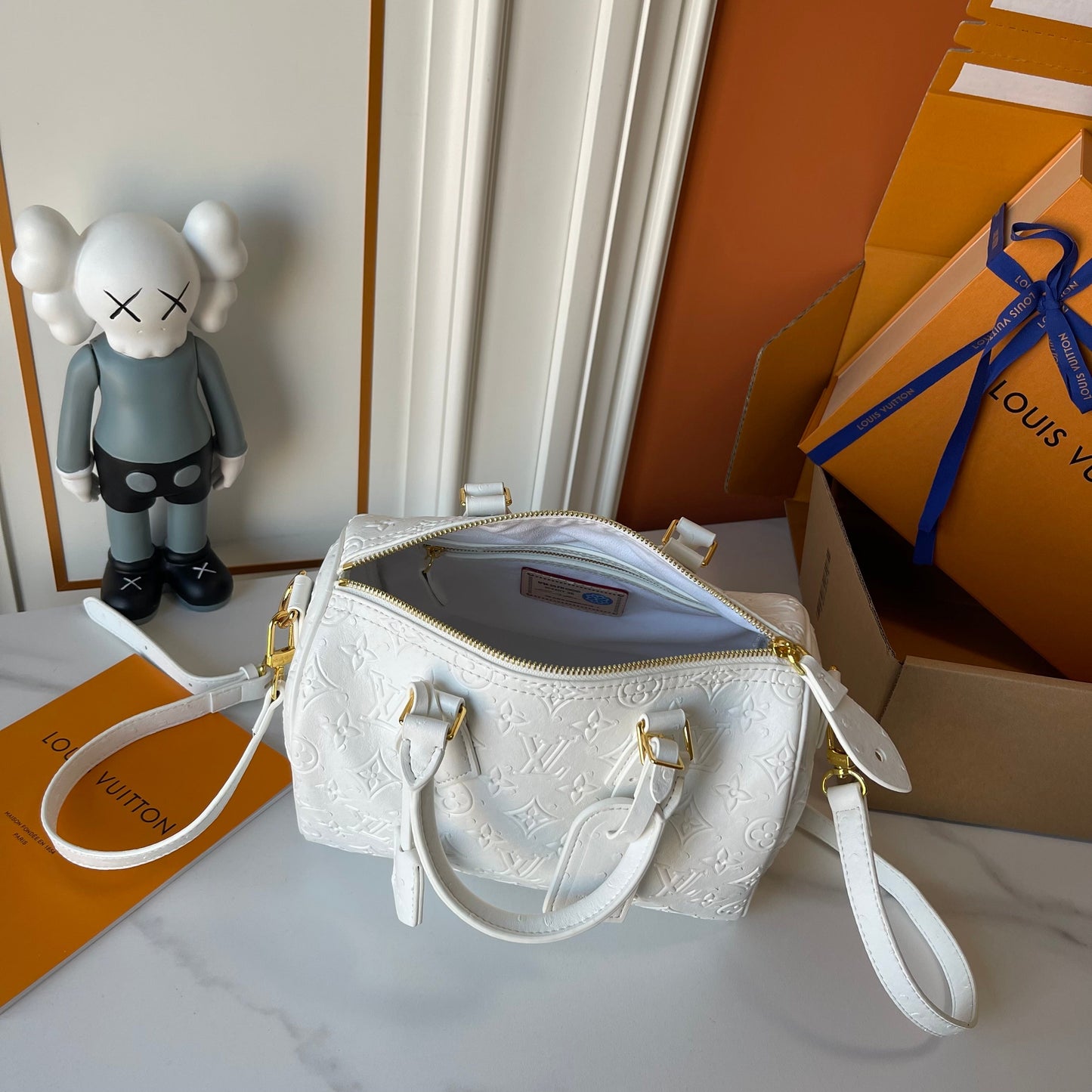 Classic White Monogram Boston Bag