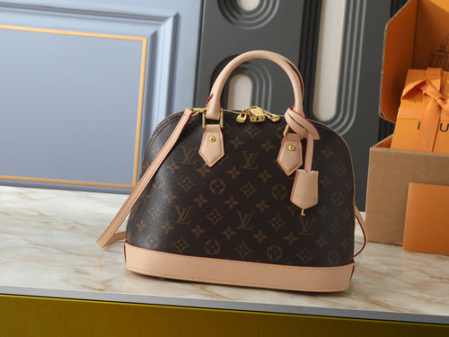 Alma BB Monogram Canva Brown Handbag