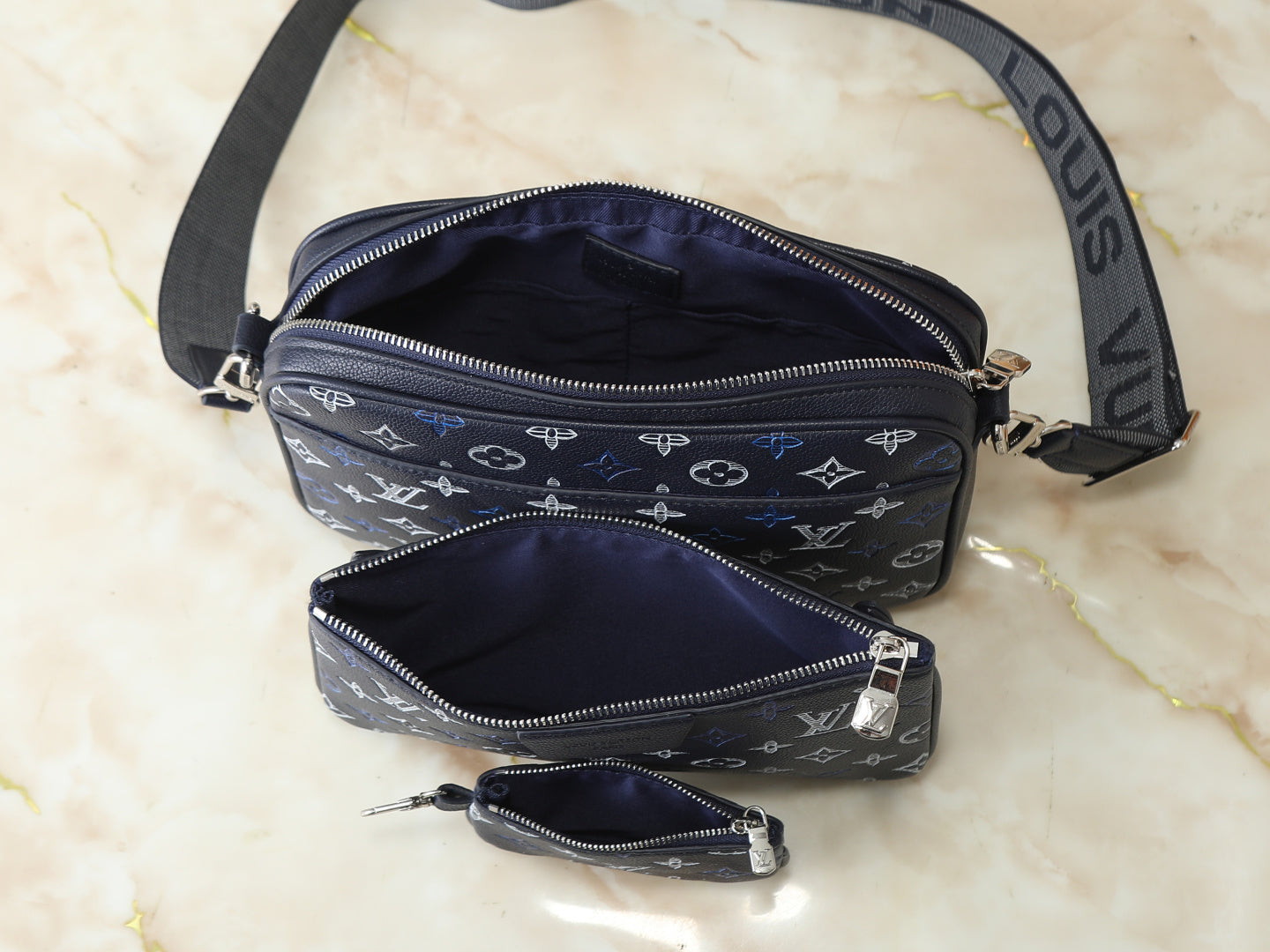 Monogram Multi-Pocket Messenger Bag with Coin Pouch