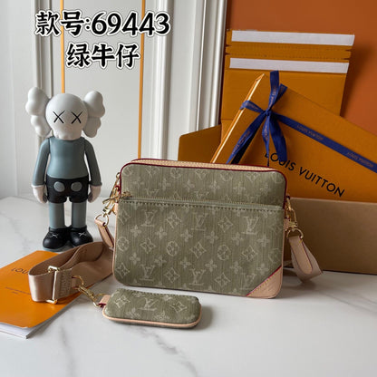 Monogram Crossbody Messenger Bag Set