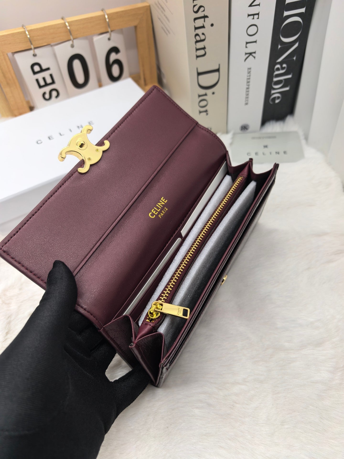 Glossy Long Fold Wallet