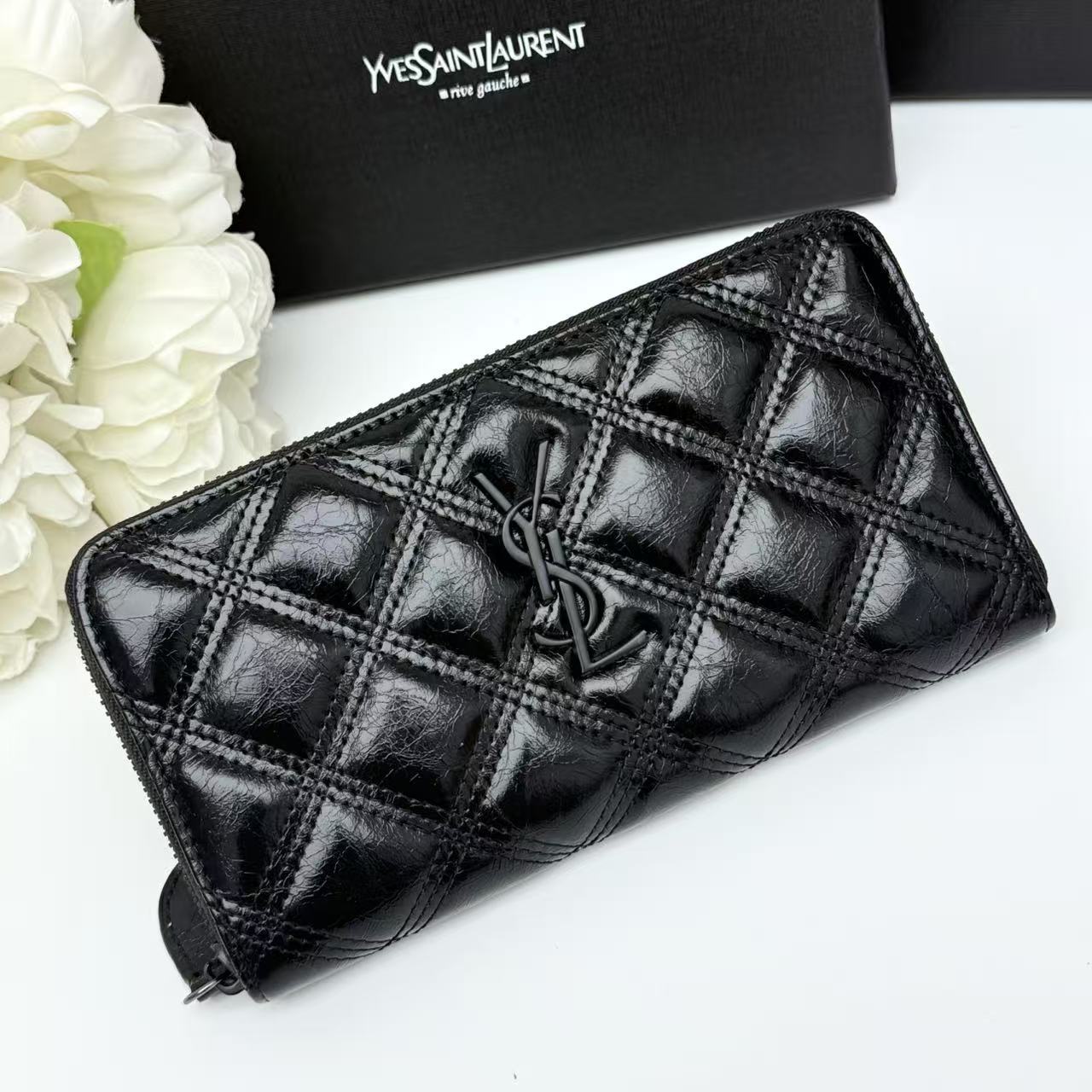 Around Zip Long Wallet Luxury Black