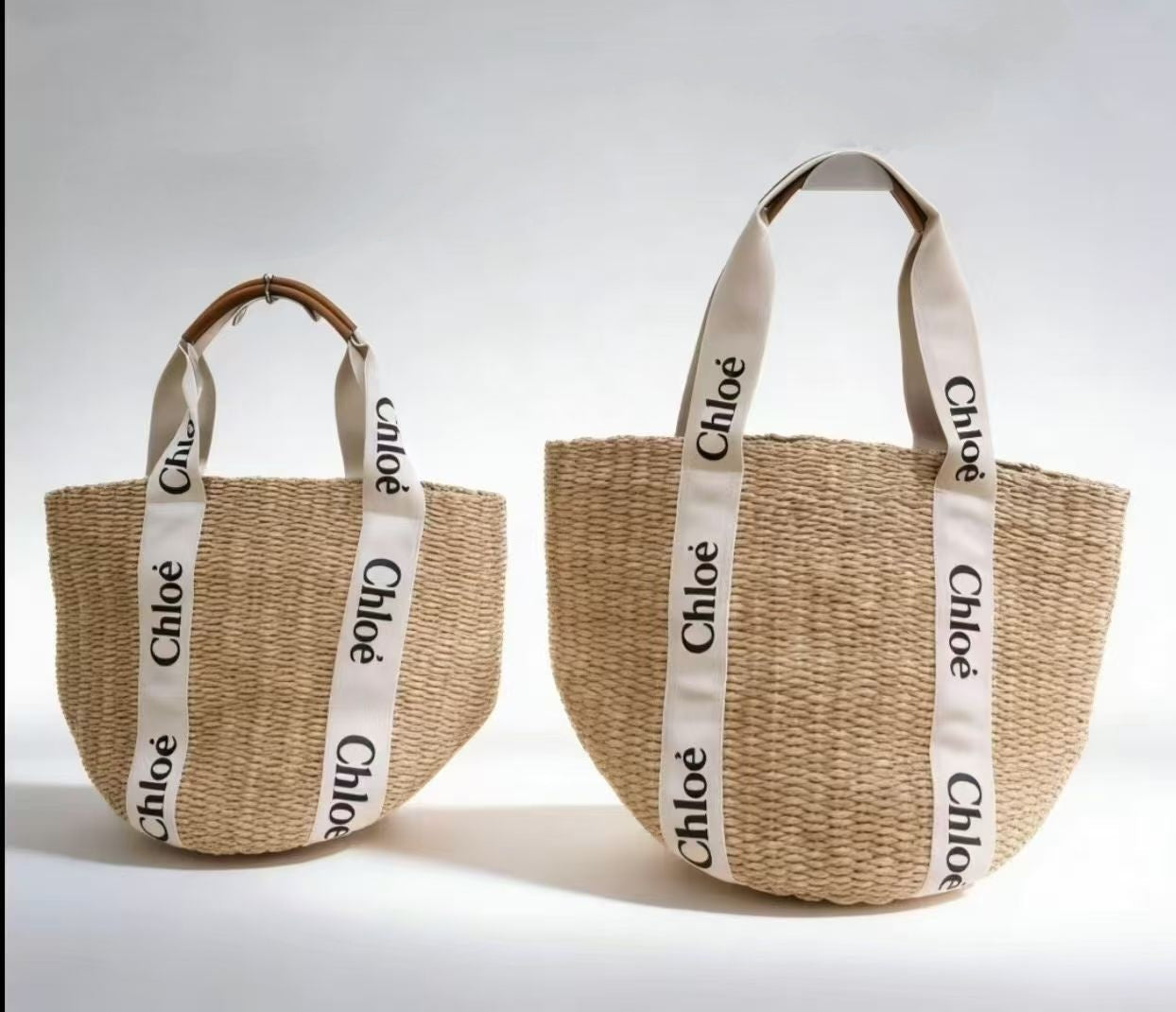 Premium Woven Straw Tote Bag with Logo Straps
