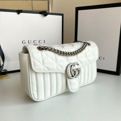 GG Marmont Flap Crossbody White Bag