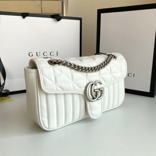 GG Marmont Flap Crossbody White Bag