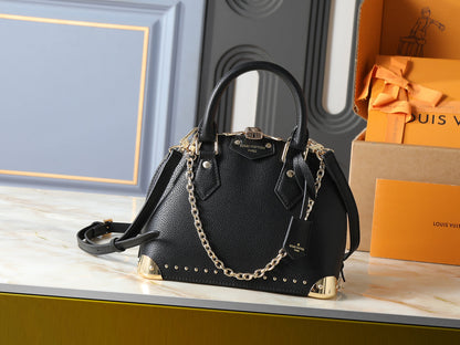Premium Dome Satchel Handbag with Chain Accent