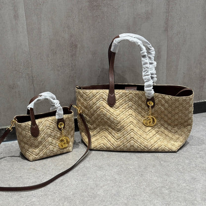 Premium Quilted Monogram Tote Bag Set
