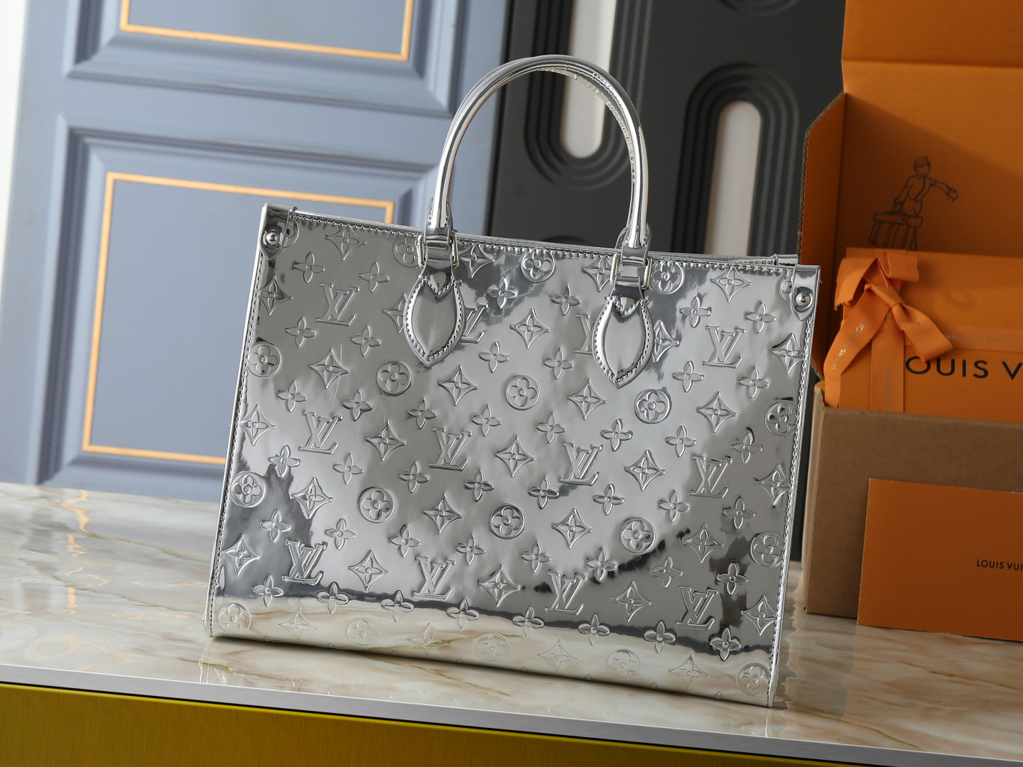 Metallic Mirror Tote Handbag