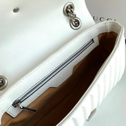 GG Marmont Flap Crossbody White Bag