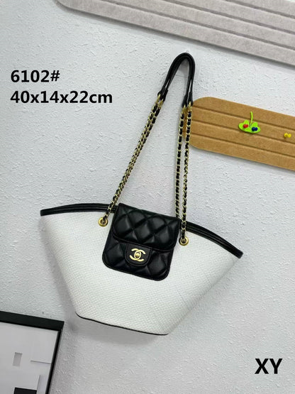 Woven Chain Shoulder Tote Bag