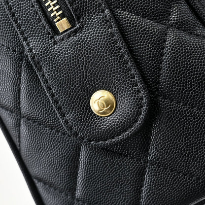 Small Bowling Bag in Black Caviar