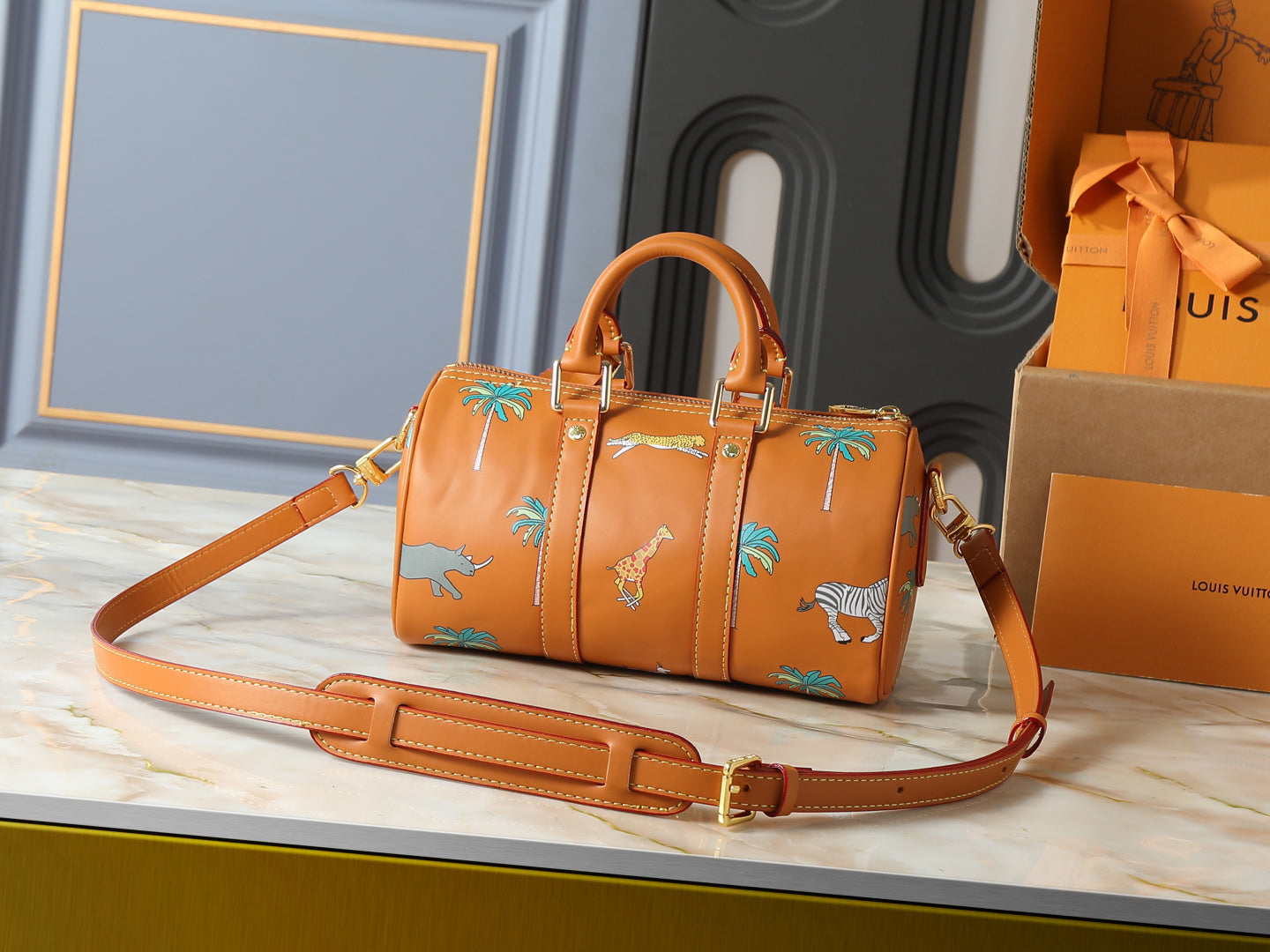Safari Print Boston Travel Bag