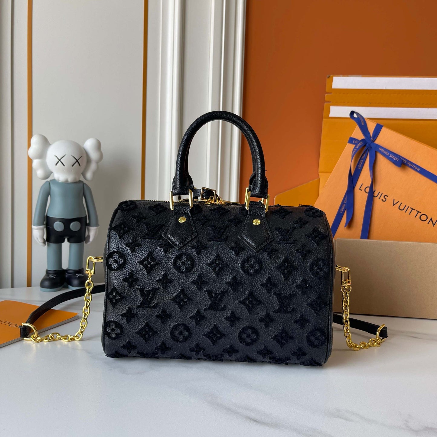 Embossed Monogram Boston Tote Bag