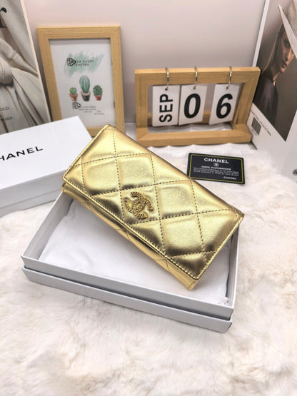 Glossy Long Compact Fold Wallet