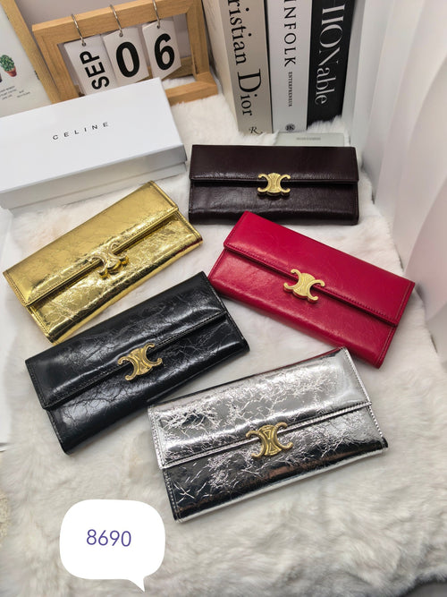 Glossy Long Fold Wallet