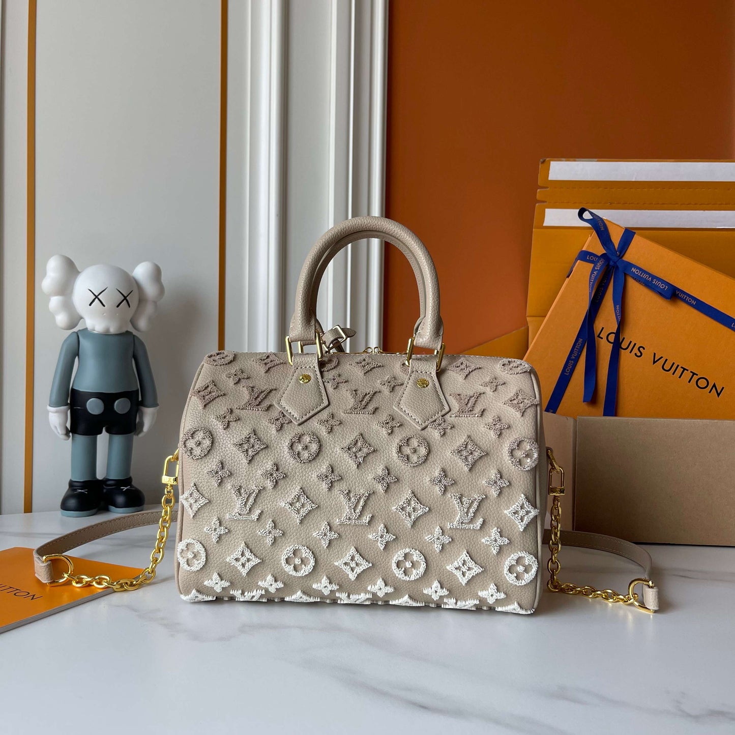 Embossed Monogram Boston Tote Bag