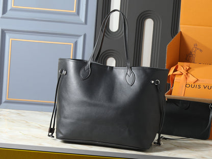 Classic Leather Tote Bag with Lock Charm