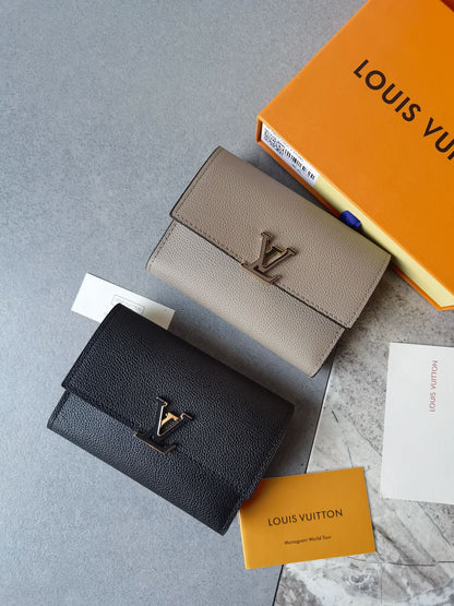 Compact Fold Wallet with Metal Logo Accent
