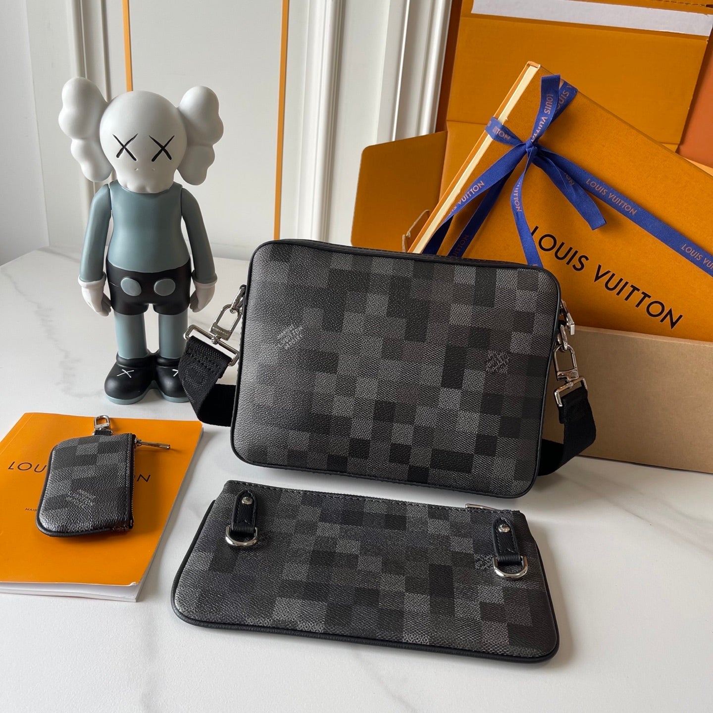 Pixel Check Crossbody Bag with Coin Pouch
