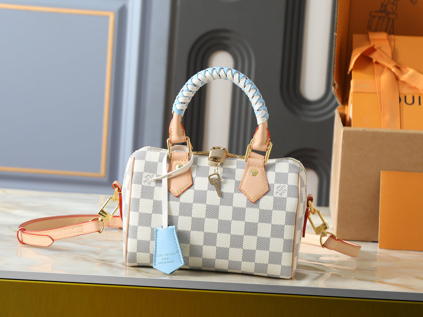 Braided Handle Boston Bag
