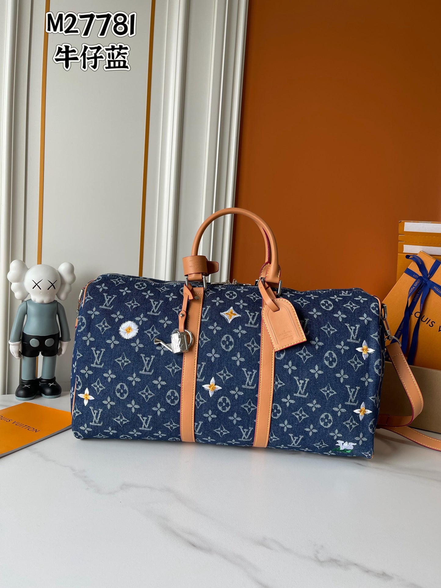 Floral Denim Travel Duffel Bag