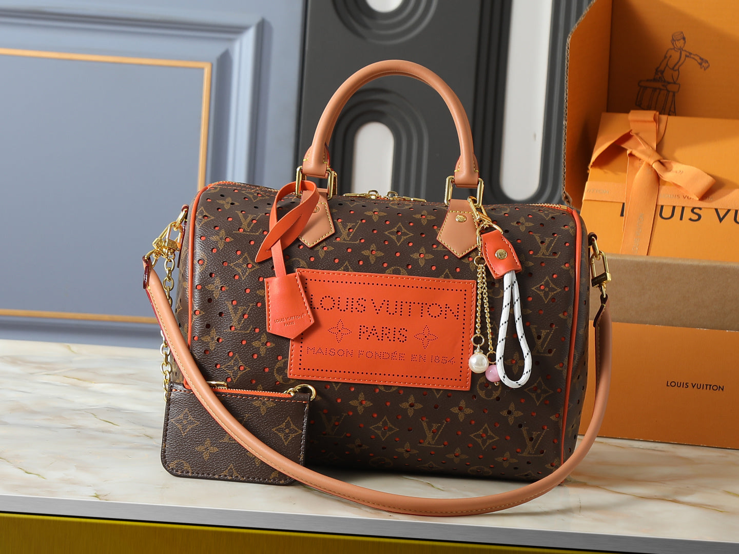 Perforated Monogram Travel Boston Bag with Matching Wallet